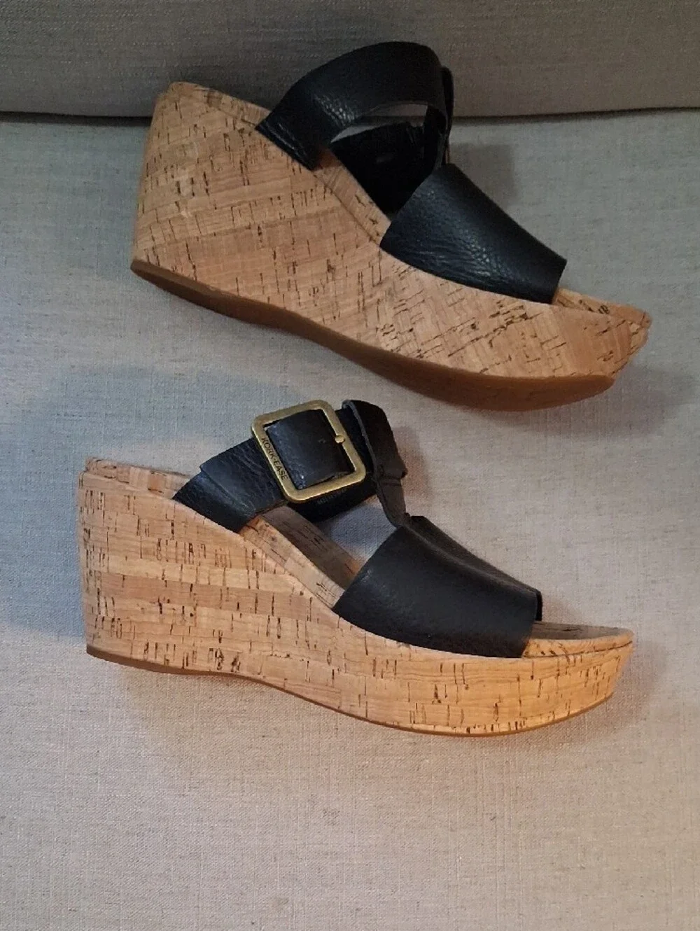 Kork-Ease Kids Black Cork Slide Sandals with Buckle Accent